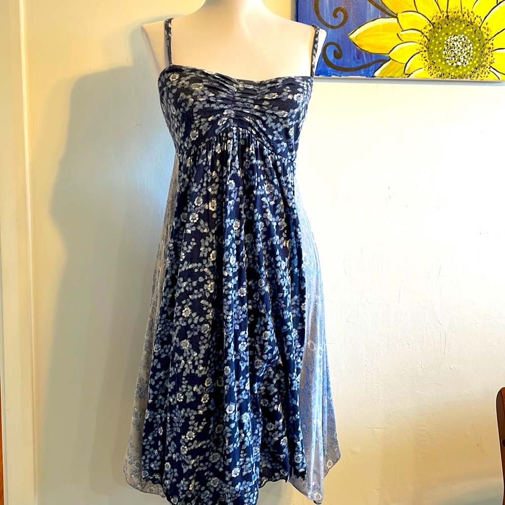 American Eagle Outfitters- 3 layer -handkerchief hem -adjustable strap dress.